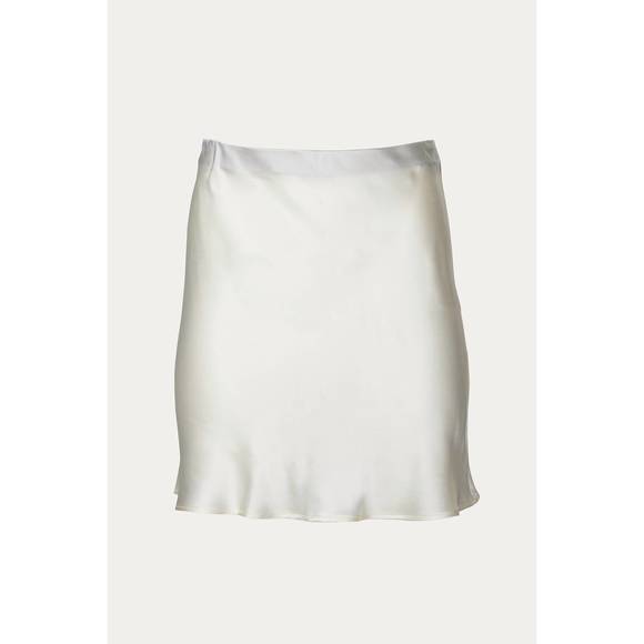 NEW MERRIT CHARLES madison silk-satin mini slip skirt in ivory - Picture 3 of 3
